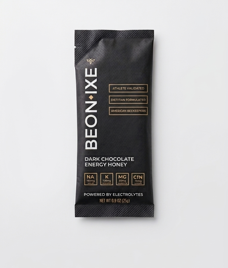 Beonixe Dark Chocolate honey energy gel for long runs and races