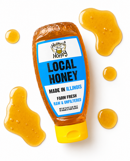 Local Chicago Honey 16 oz squeeze bottle, raw and unfiltered