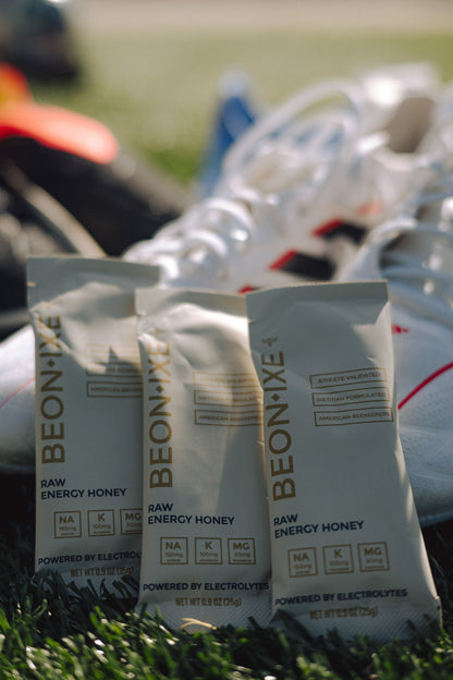 Beonixe Pure Raw honey energy gel packets for running and endurance