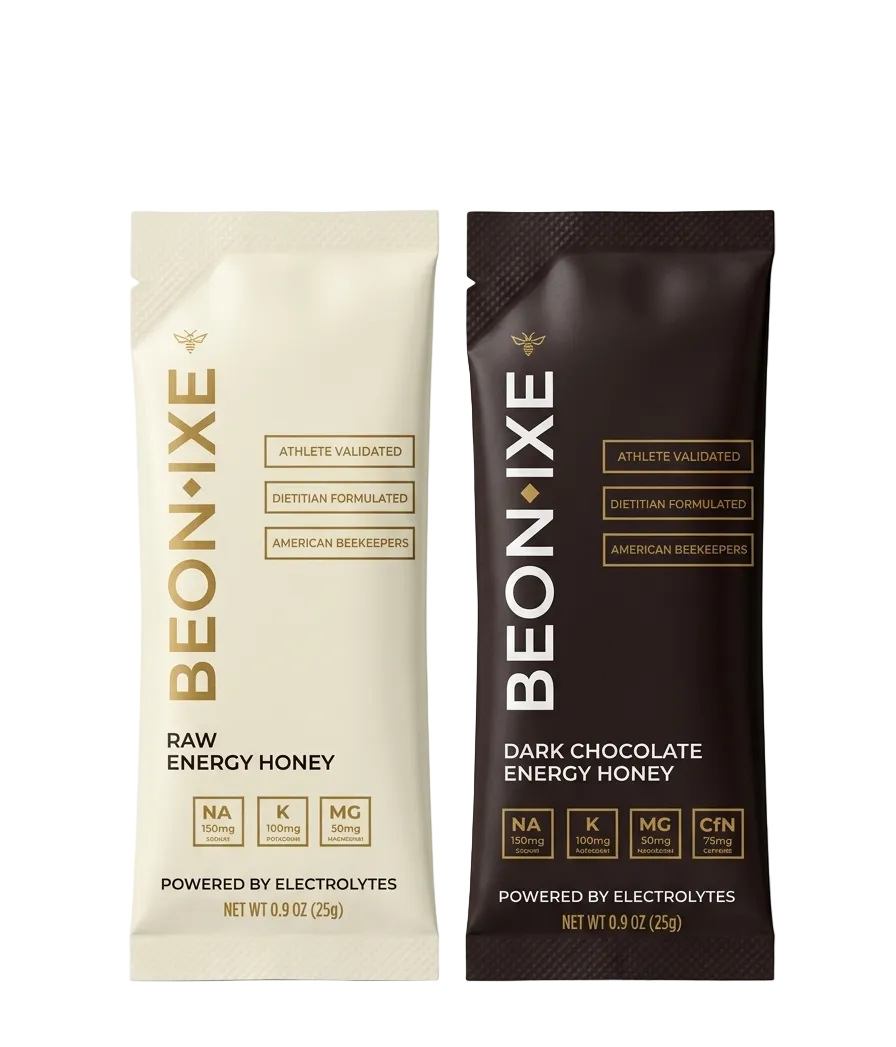 Beonixe Energy Honey in Pure Raw and Dark Chocolate flavors
